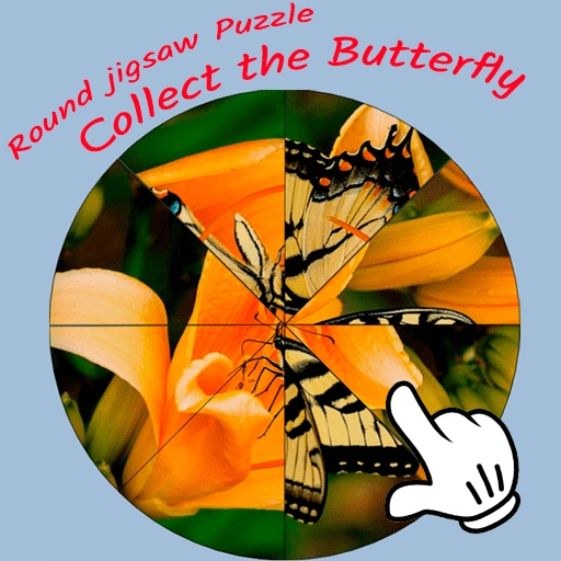 Round jigsaw Puzzle - Collect the Butterfly